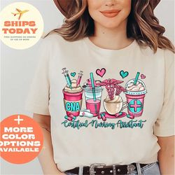 cna shirt for women, cna gift for nursing school tshirt, leopard cna shirt, coffee certified nursing assistant t shirt,