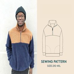 zip up sweater pdf sewing pattern and video tutorial in sizes 2xs-4xl | sewing pattern for instant download