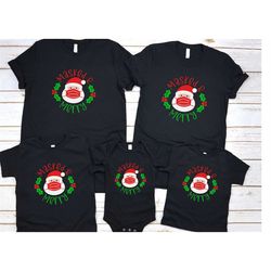 masked and merry shirt, christmas shirt for family, christmas sweatshirt, christmas family matching, tops, santa with m