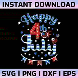 happy 4th of july, svg cut file, digital file, handlettered svg, july 4th svg, america svg, for cricut, for silhouette,