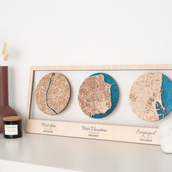 Acrylic City Plan, Christmas Gift for Husband,  Home Decor, Wood City Plan, Xmas Gift