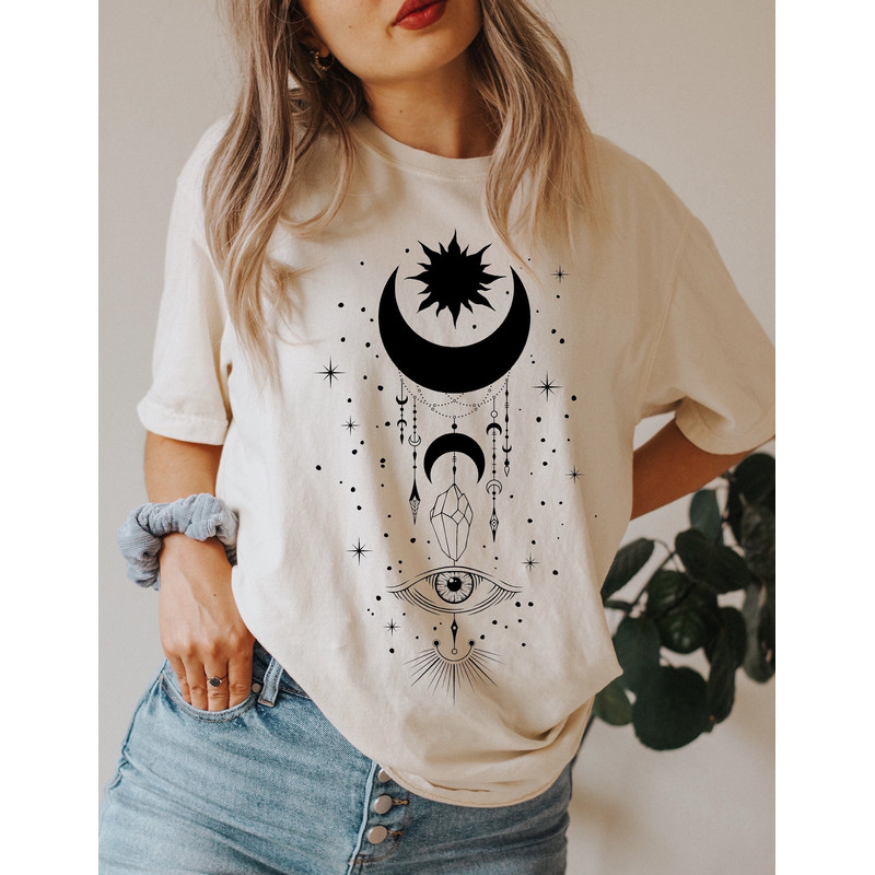 Comfort Colors® Shirt, Evil Eye Shirt, Sun and Moon Shirt, All Seeing Eye Spiritual Shirts, Witchy Clothing, Witchy Things, Celestial Shirt - 1.jpg