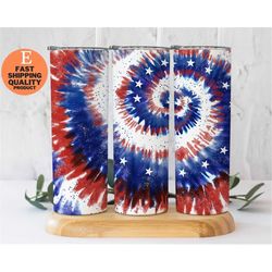 tie-dye america 20oz stainless steel tumbler - patriotic travel mug - red white and blue  tumbler, trendy and eye catchi