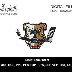 digital file embroidery, file designs dst, instant download, ferocious dog