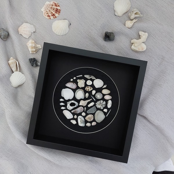 Sea Shell Circle Wall Art SeaShell Collage Art Mosaic Sea Sh - Inspire ...