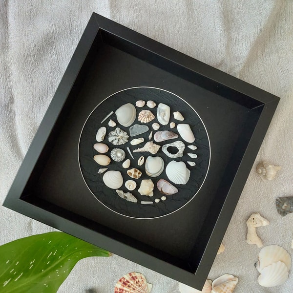 Sea Shell Circle Wall Art SeaShell Collage Art Mosaic Sea Sh - Inspire ...