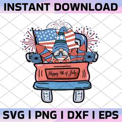 happy 4th of july, patriotic truck gnome 4th of july, gnome american flag, gnome lover, happy 4th of july gift digital p
