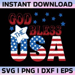 god bless the usa svg, 4th of july svg, red white blue flag patriotic svg, god bless america svg, png, dxf, digital down
