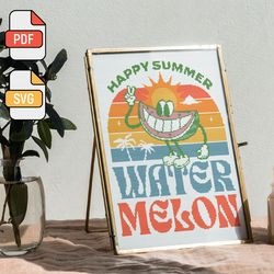 cross stitch pattern pdf svg "happy summer", watermelon, smile, sunshine, palms, sun, happy