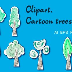 Cliparts of cartoon trees.