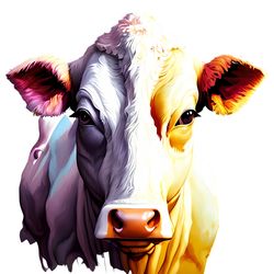 Adorable Multicolored Cow - Every Girl's Dream - Digital Art Style