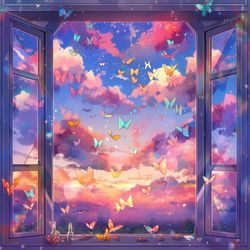 sunset reverie: dream butterflies dancing in the warmth of reflected sunlight