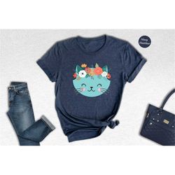 floral cat shirt, cat lover shirt, funny cat shirts for women, cat owner gift, animal lover gift shirt, cat shirt women,