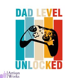 dad level unlocked vintage fathers day gamer svg cutting file