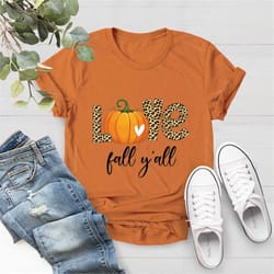 love fall y'all shirt, peace love thanksgiving, hello pumpkin, fall vibes, pumpkin shirt, leopard print fall shirt, than