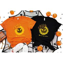 you are my sunshine shirt, sunflower with spooky face shirt, happy halloween shirt, trick or treat shirt, bat shirt, hal