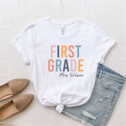 personalized first grade teacher shirt, custom name shirt, 1st grade teacher shirt, back to school, first day of school,