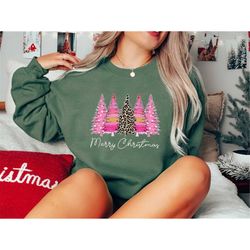 merry christmas trees leopard shirt, leopard print christmas tree shirt, cute christmas shirt, women holiday shirt, wome
