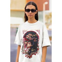 vintage anime eren unisex t-shirt, dark anime gothic tee, oversize weeaboo shirt