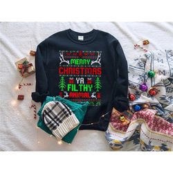 merry christmas ya filthy animal funny christmas movie shirt, christmas t-shirt, christmas pajama, family pajamas, chris