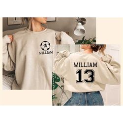 custom soccer mom sweatshirt, personalized soccer shirt, game day soccer hoodie, name and number soccer sweatshirt, cust