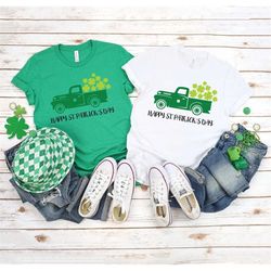 happy st patrick's day shirt, st patrick's day truck shirt, clover shirt, truck with clover, st patrick's day shirt, iri