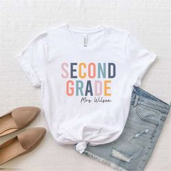 personalized second grade teacher shirt, custom name shirt, 2nd grade teacher shirt, back to school, first day of school