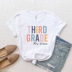 personalized third grade teacher shirt, custom name shirt, 3rd grade teacher shirt, back to school, first day of school,