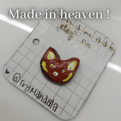 Cute Cat Pin - Handmade Air-dried Clay