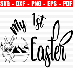 my 1st easter svg, hoppy easter svg, cute easter bunny, kids easter, funny easter shirt svg file for cricut & silhouette