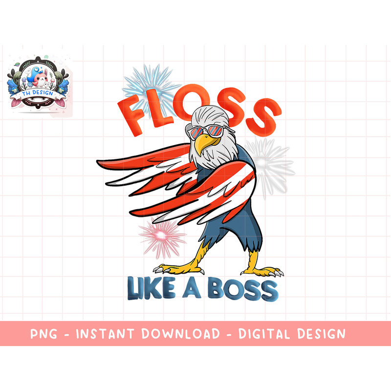 4th of July Floss Like A Boss Bald Eagle American Flag T-Shirt copy.jpg