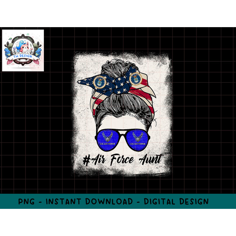 Air Force Aunt Messy Bun Sunglasses Military 4th Of July T-Shirt copy.jpg