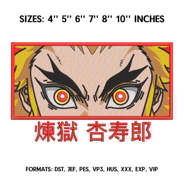 Rengoku Kyojuro Embroidery Design File, Kimetsu no yaiba Ani - Inspire ...