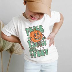 funny halloween shirts for boys or girls, trick or treat smell my feet, cute fall tshirt for girls, matching pumpkin shi