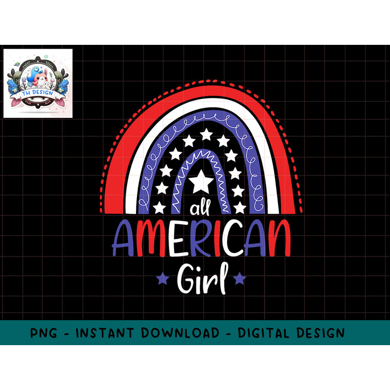 All American Girl July 4th America Flag Rainbow T-Shirt copy.jpg