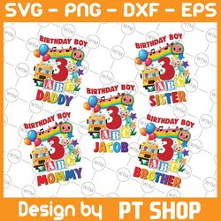 personalized cocomelon birthday png, cocomelon birthday png, custom personalize birthday family matching png, cocomelon