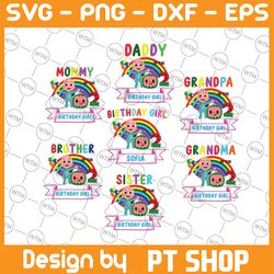 personalized cocomelon birthday png, customized cocomelon birthday png, custom personalize birthday family matching , co