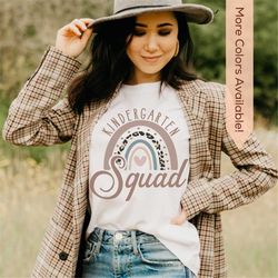 kindergarten squad shirts, kinder squad boho rainbow back to school tshirt, kindergarten teacher tee, first day of schoo