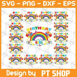 rainbow birthday girl png bundle, birthday numbers, bundle family rainbow birthday png,rainbow birthday girl png,colorfu