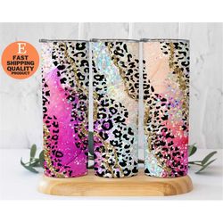 sparkling cheetah pink glitter tumbler, 20 oz skinny, leopard, cheetah, custom made sublimated handmade tumbler