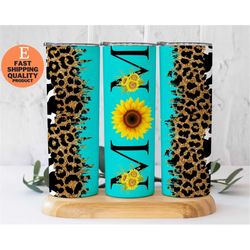 sunflower stainless steel tumbler for mom, cute sunflower mom tumbler, eye catching and vibrant mom tumbler