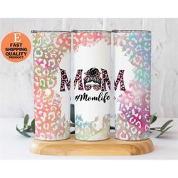 Colorful Patterned Tumbler for the Busy Mom's Messy Bun Life, Vibrant and trendy messy bun mom life tumbler for busy mom
