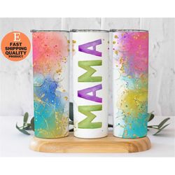Colorful Golden Glittery Tumbler for Moms - MAMA Tumbler, Cute and Eye Catching colorful MAMA tumbler for mom
