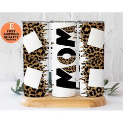 mom leopard print tumbler -  gift for mom, leopard print mom tumbler with lid and straw, insulated leopard print tumbler