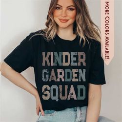 kindergarten grade squad teacher shirts, cute elementary teacher team tees, colorful grade crew tshirts, matching shirts