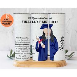 personalized graduation tumbler, add your own text graduation 2023 tumbler, 20 oz skinny tumbler, senior tumbler