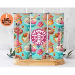 Personalized Starbucks Tumbler with Sweets Design, Sweets Inspired Starbucks Tumbler, Starbucks Sweet Treats Tumbler