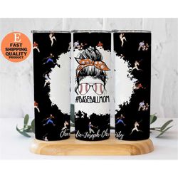 personalized baseball mom, gift for mom, messy bun mom life, gift with trendy leopard print and grass design, leopard pr