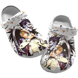 death note clog shoes unisex, death note crocs, anime crocs, anime clog shoes, light yagami crocs, death note sandals