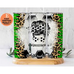 personalized soccer mom gift with trendy leopard print design, leopard print soccer mom travel tumbler